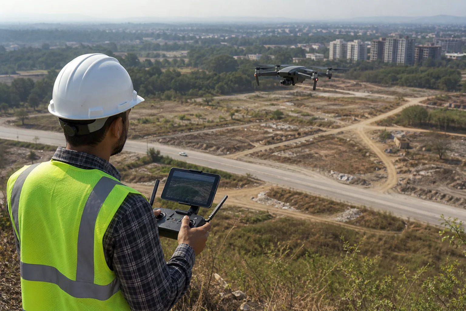 Aerial survey over development